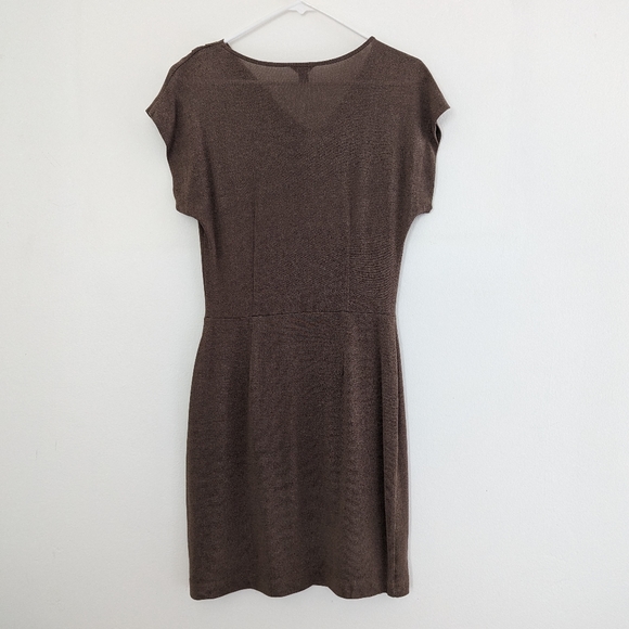 Ann Taylor Cowl Neck Knit Dress w/ Cap Sleeves in Taupe - Picture 2 of 4